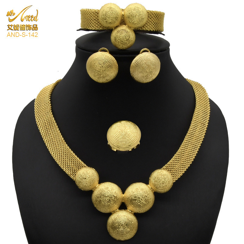 Fashion Women Jewelry Set for Accessories 18k Gold Color Earrings and Ring Bangle Ring Set for Engagement Party Accessories 240906