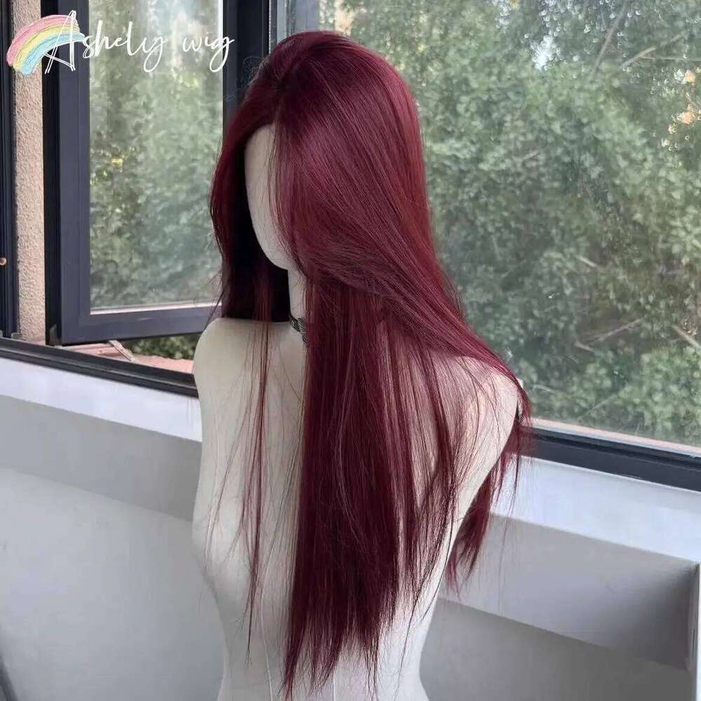 Women Long Straight Hair Headband Lace Front Wig Cosplay Temperament for Daily Use Lolita Black Synthetic Wigs
