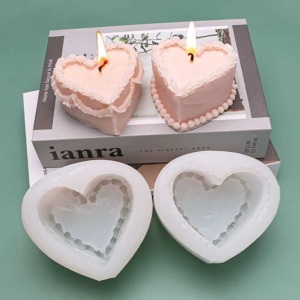 For Fun Heart Cake Shaped Candle Silicone Mold DIY Handmade Soap Plaster Aromatherapy Candle Cake Decoration Mold Gift Making W250704