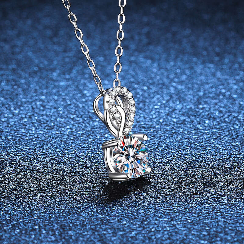 S925 Pure S925ier Pendant Clavicle Chain High-End FaS925hion D Color Plated Premium White One caratS925 MoiS925S925anite Necklace for Women b25