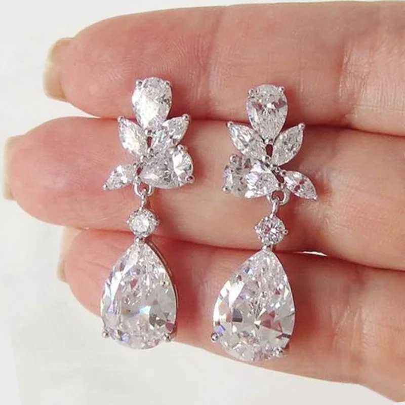 8 Crystal Drop Earrings with Bling Cubic Zirconia Temperament Women Earrings High Quality Silver Color Trendy Jewelry Y250704