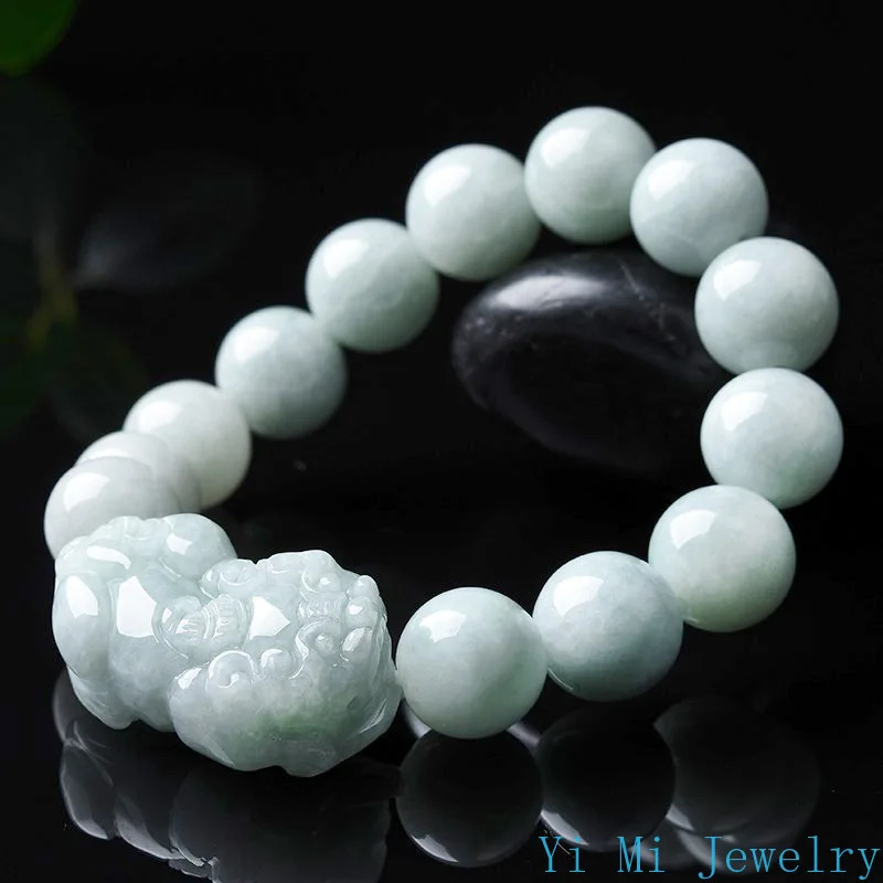 Burmese Jade Pixiu Bracelets Gifts Fashion Beaded Charms Vintage Amulets White Jadeite Bracelet Natural Women Jewelry Gemstones 250628
