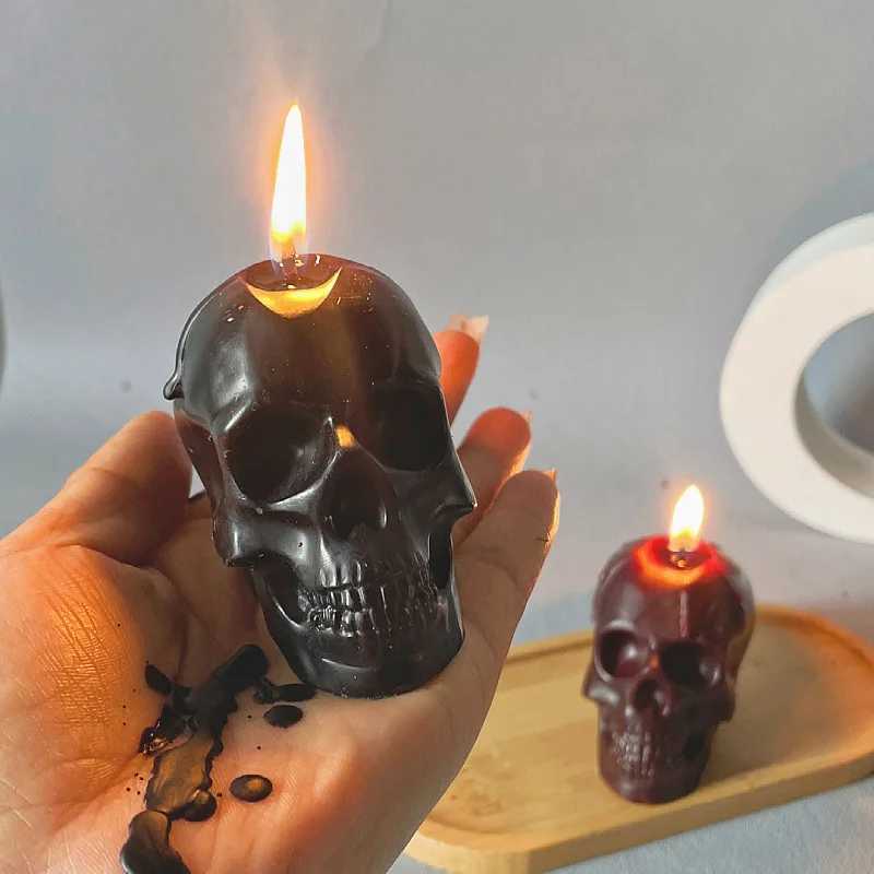 Black Skull Scented Candle 48 low temperature fun candle handmade smokeless soybean wax home fragrance decoration W250704
