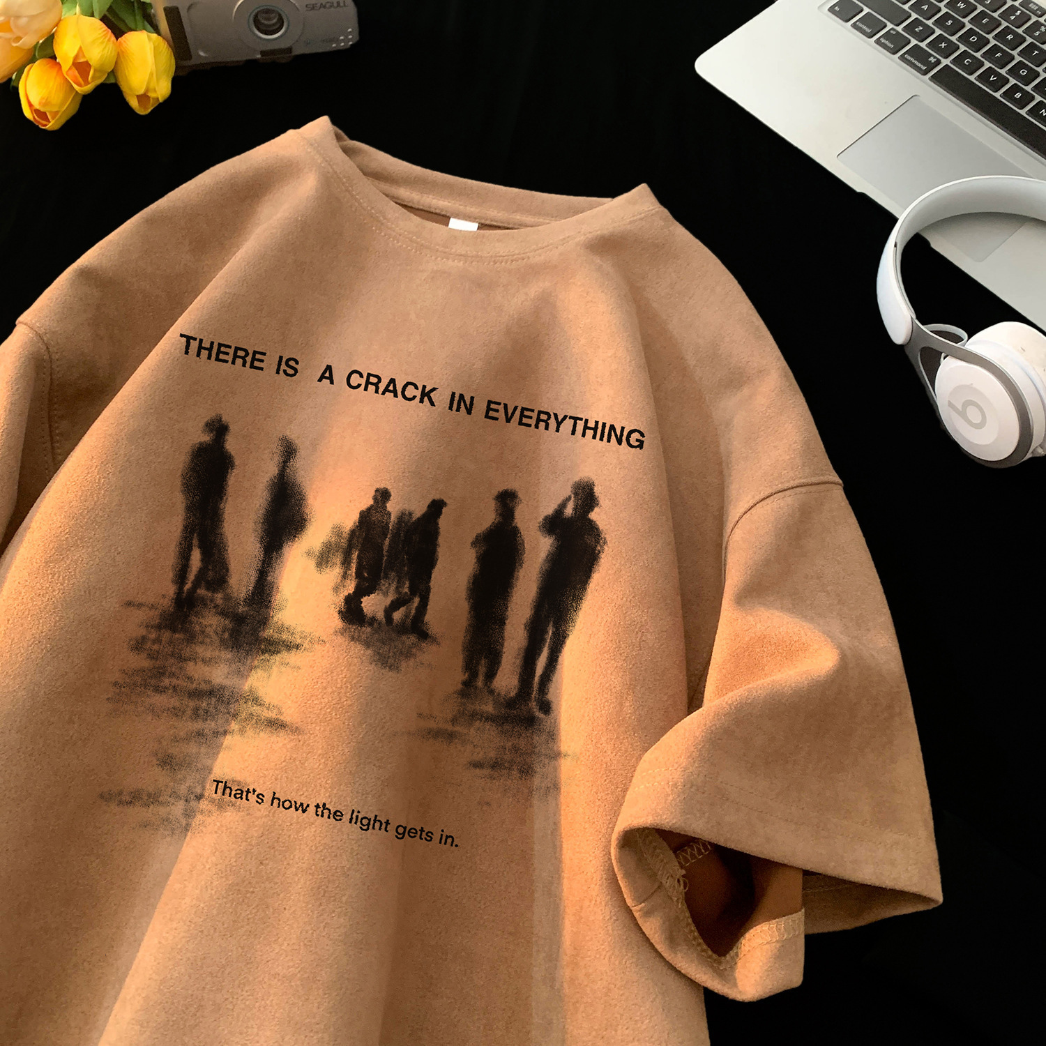 American High Street Printed Round Neck Short Sleeve T-shirt Designer Short Sleeves For Men 2025 Summer Thin High-end Trendy Brand Cool Couple Tee