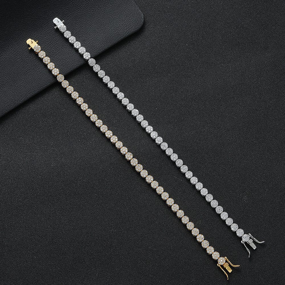 5mm 7mm Hip Hop New In Clustered Round Tennis Chain Necklace Single Row Full Iced Out Cubic Zirconia Rapper Chains 14k Gold Choker Jewelry For Men Wom