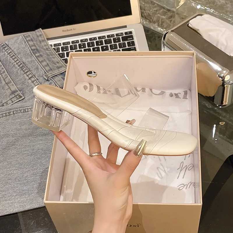 Summer Women Pumps Sandals PVC Jelly Slippers Open Toe High Heels Women Transparent Perspex Slippers Shoes Clear Heel Sandals W250704