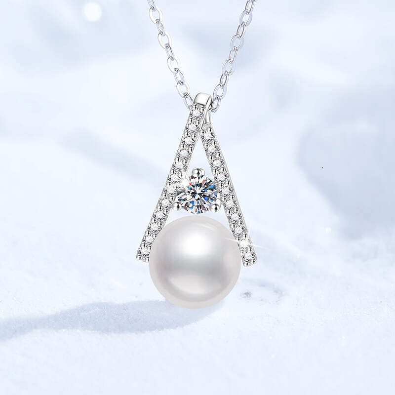 S925 Pure S925ier MoiS925S925anite Natural FreS925hwater Pearl Pendant French S925tyle High-end Korean VerS925ion VerS925atile Necklace 594