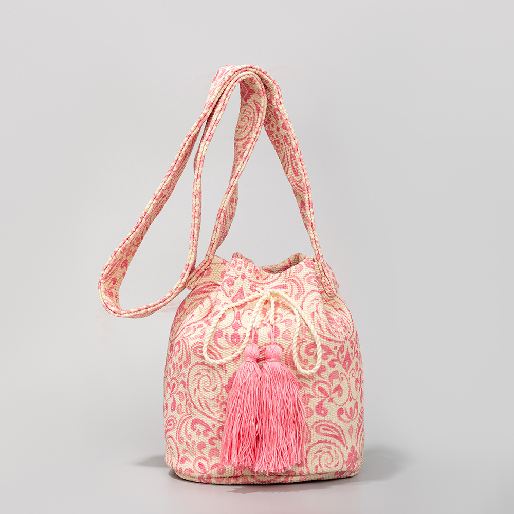 Free Shipping Designer Bucket Bag Bohemian Ethnic Style Women's Canvas Bag Printed New Canvas Commuting Bag
