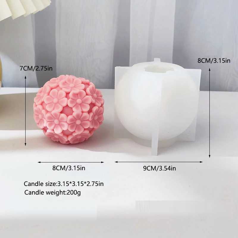 ute Chrysanthemum Ball Candle Silicone Mold DIY Flower Ball Shape Silicone Mold Soybean Wax Aromatherapy Candle Soap Resin Mold W250704