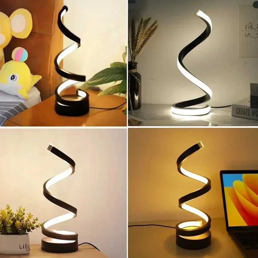 Modern Minimalist Spiral Desk Lamp Wire Controlled Three Color LED Ambient Light for Bar Cafe Bedroom Living Room Lighting XJ250703