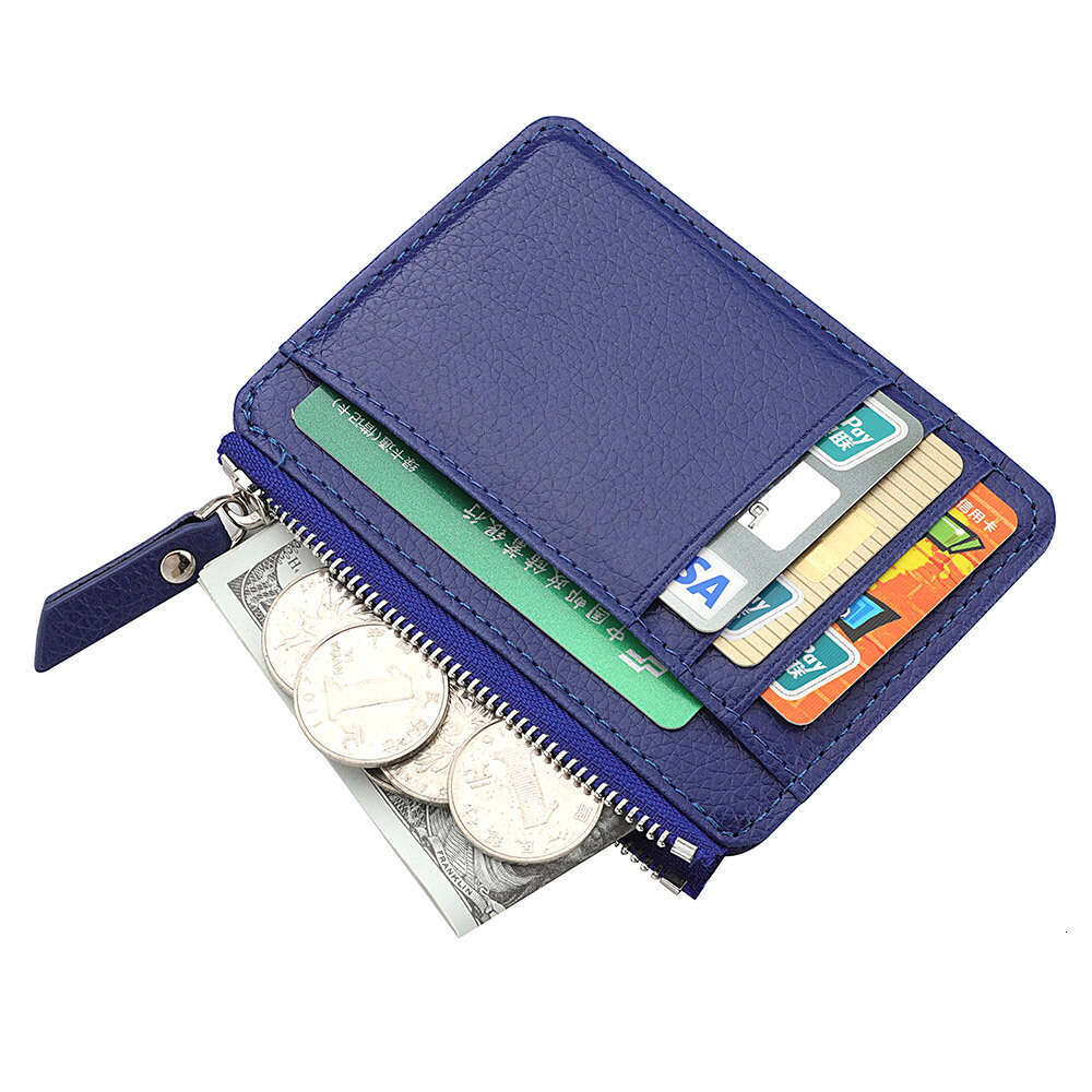 Hot Selling Lychee Pattern Zipper Large Capacity Thin Slot Small Compact Exquisite PU Holder Card Sleeve wallet designer mens wallet