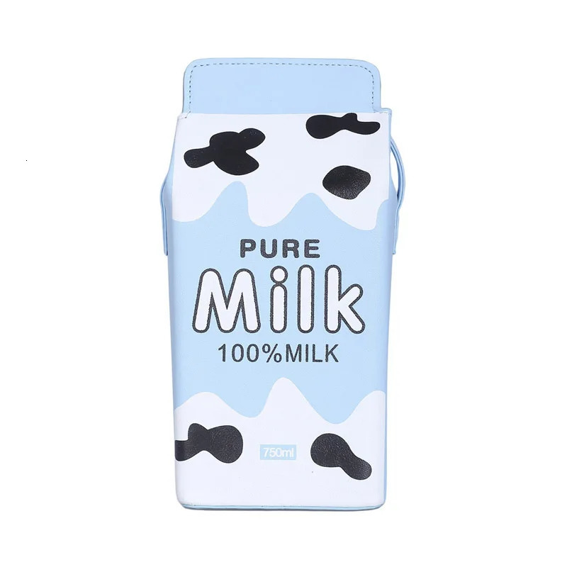 Fashion cartoon milk carton shape ladies shoulder bag cartoon mobile phone bag. 250628