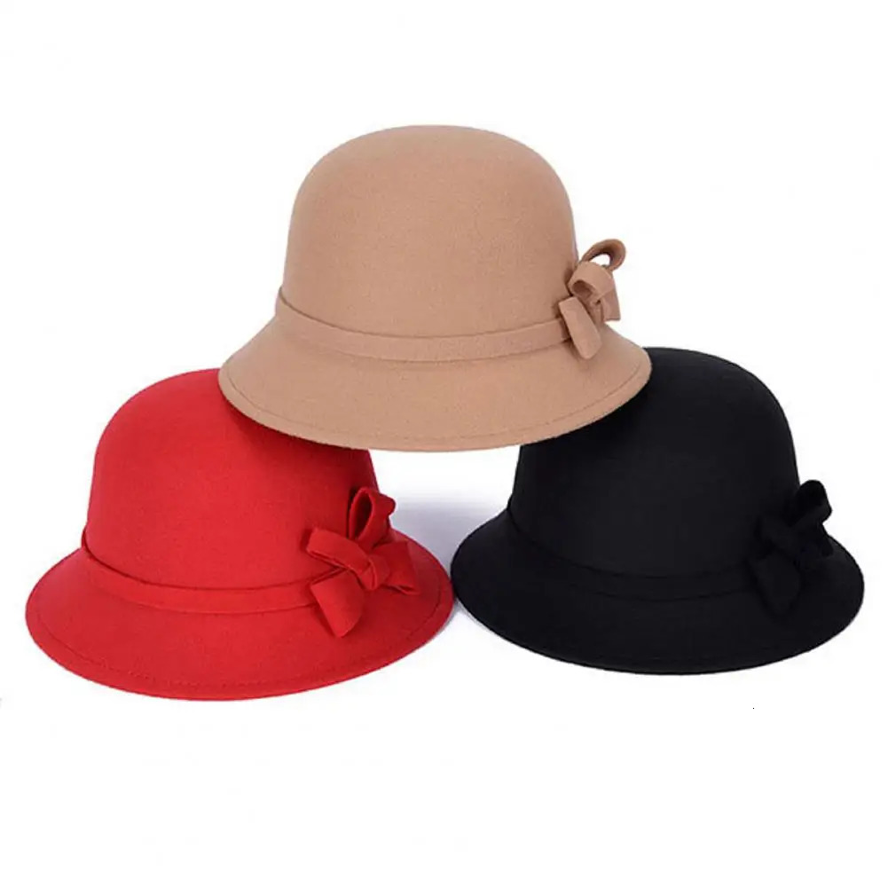 Autumn Winter Woolen Top Hat Womens British Hepburn Style Fisherman Hat Elegant And Fashionable Versatile Church Wedding 250701