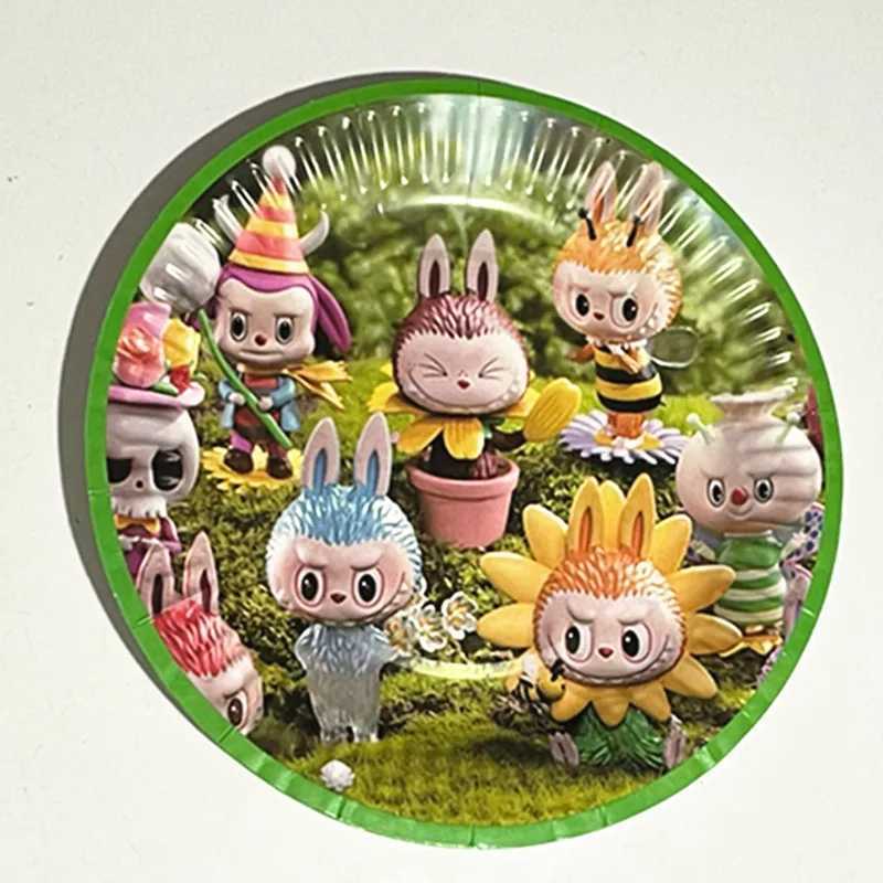 labubu Childrens birthday party gift bags Tablecloth cups Festive birthday party supplies candy bags anime themed peribles Z250703