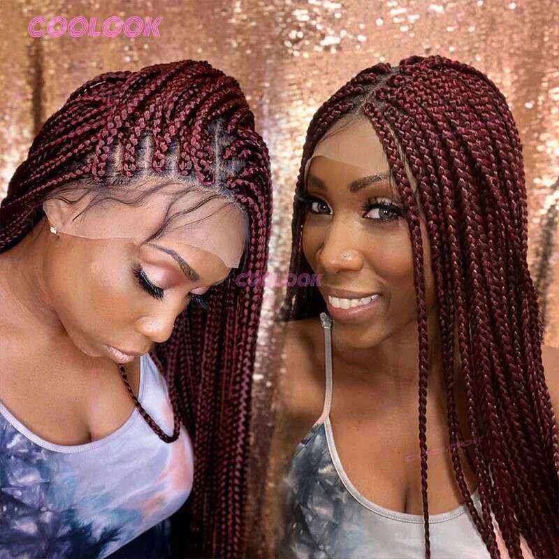 1BBury 36" Cornrow Braids Wig Synthetic Full Lace For Balck Women Knotless Box Braided Wigs