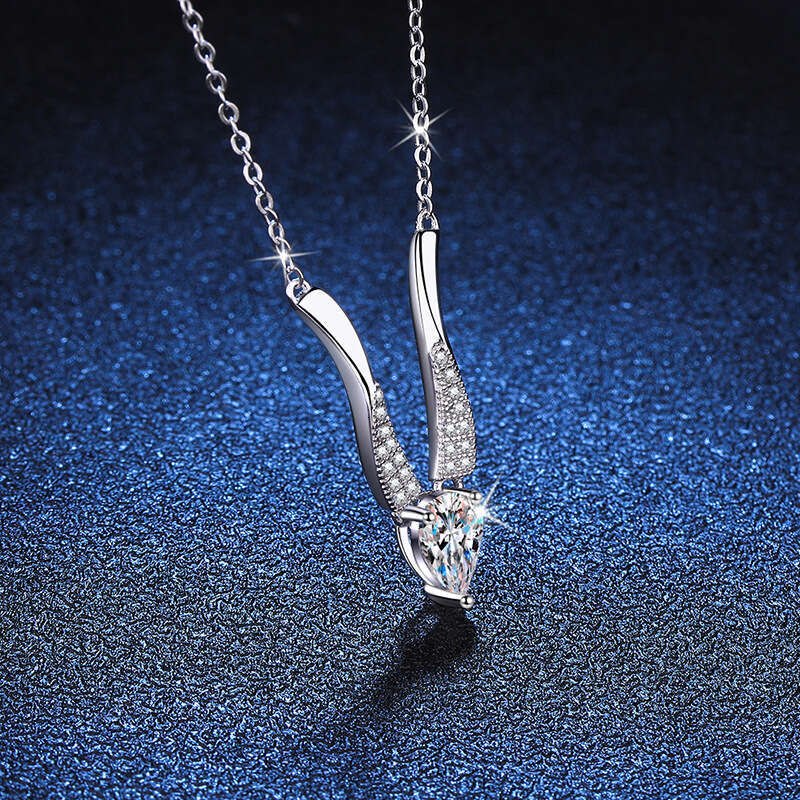 S925 Pure S925ier for Women S925imple MobiuS925 D Color 80 PointS925 Water Drop Pendant MoiS925S925anite Necklace 5d3