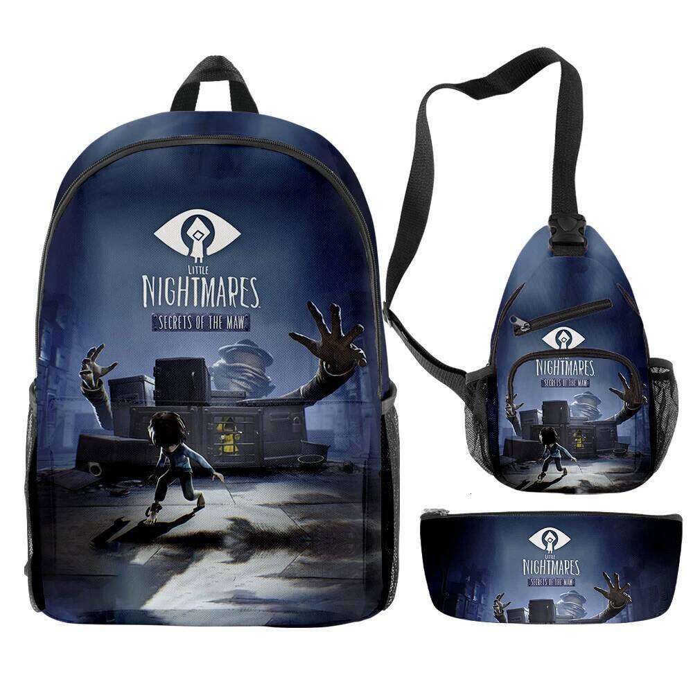 Fashion Novelty Cool Little Nightmares 2 3D Print 3pcs/Set pupil School Bags Travel Laptop Backpack Chest Bag Pencil Case