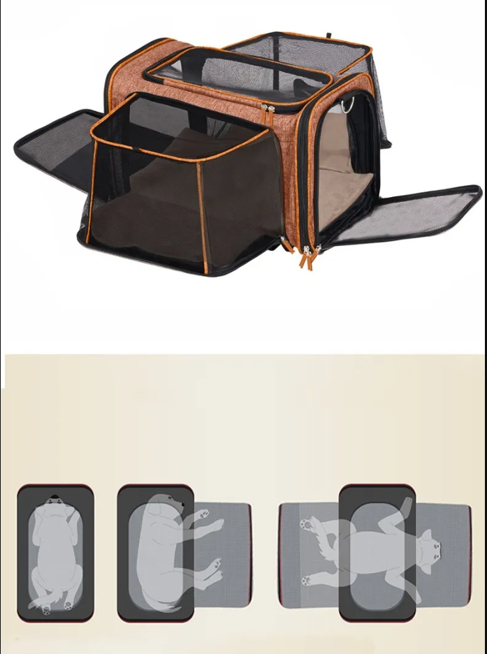 Gardner Pet Cat Carrier with Wheels and Litter Box, Breathable Mesh, Expandable Soft-Sided Carrier for Traveland Locking Zippers for Long Distance Car