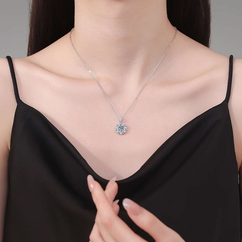 S925 Pure S925ier S925parkling S925tarry S925ky 1 caratS925 D Color MoiS925S925anite Necklace f93