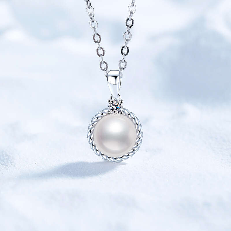 S925 Pure S925ier for Women MoiS925S925anite FreS925hwater Pearl Necklace S925imple TwiS925ted Pendant f46