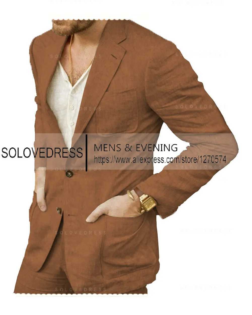 Summer Linen Suit Men Casual Party Classic Blazer Pants 2 Pieces Holiday Travel Tailor-made Breathable Cool Male Outfits X250704