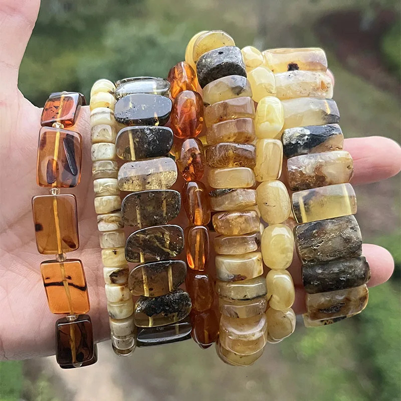 Original Amber Bracelets for Unisex Genuine Irregular Beads Natural Black Green Healing Jewelry Factory Unique Gift 250628