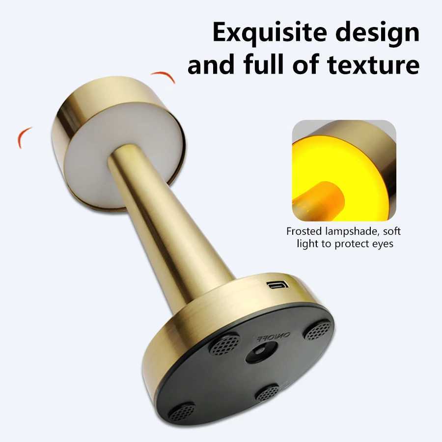 Rechargeable LED Table Lamp Retro Night Light Desk Bar Coffee Dining Room Home Decor Wireless 3 Colors Dimmable Touch Switch XJ250703