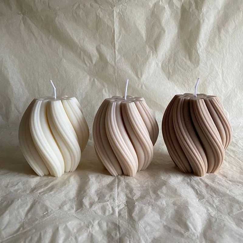 Geometric Wave Aromatherapy Candle Silicone Mold Twisted Spiral Abstract Craft Plaster Resin Mold Candle Making Supplies W250704