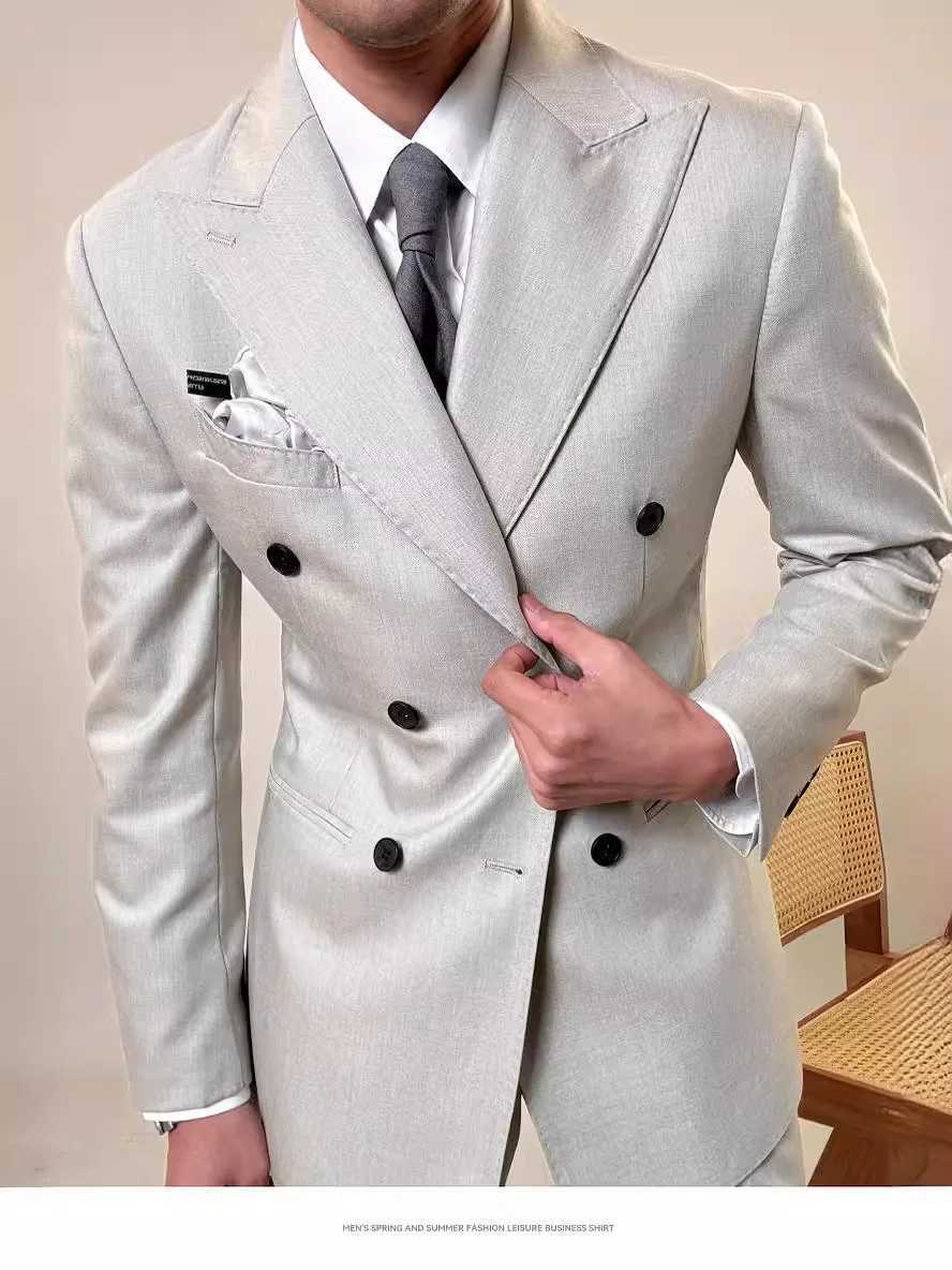 High Quality Slim Fit Mens Suit Set Slim Fit Luxury Wedding Tuxedos Fashion Mens Blazer Pants 2 Pieces Business Suits Sets X250704
