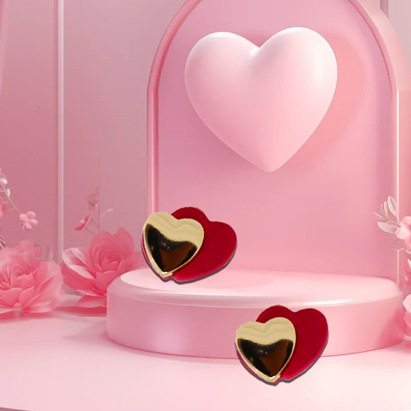 New Elegant Simple Heart Bowknot Earrings High-end Versatile Sweet Studs Exquisite