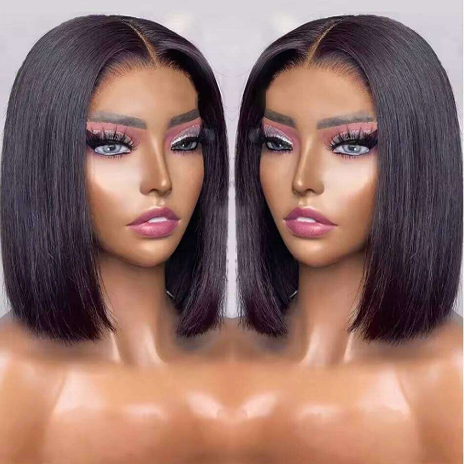 Glueless 13x4 Short Bob Bone Straight Hair Wig for Women Brazilian HDTransparent Lace Frontal Wigs Perruques Cheveux Humain