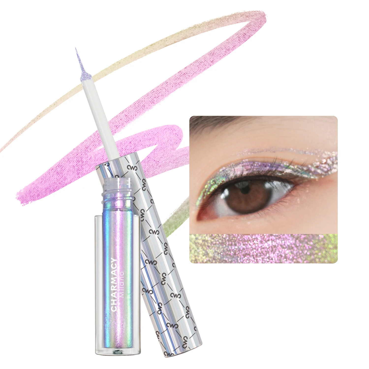 CHARMACY Color Duochrome Glitter Liquid Eyeliner Waterproof Long-lasting Ultra-Fine Tip Smudge-proof Eye Liner Makeup 250704