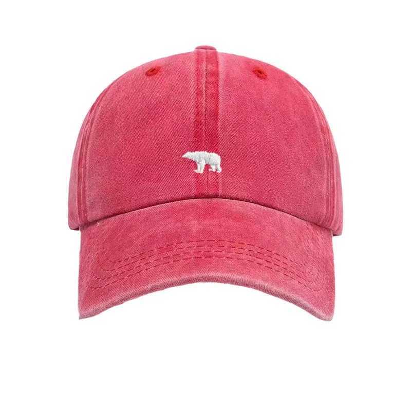 Summer Baseball Cap - Vintage Washed Polar Bear Print Korean Style Sun Hat for Students Breathable Adjustable Trendy Snapback X250704