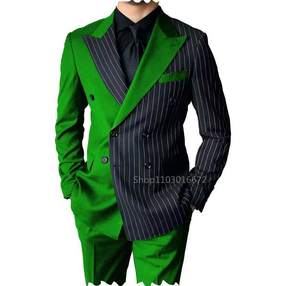 New Style Slim Fit Men Suits 2 Piece Groom Tuxedos Peak Lapel Double Breasted Blazer Pants Sets Prom Business Costume Homme X250704