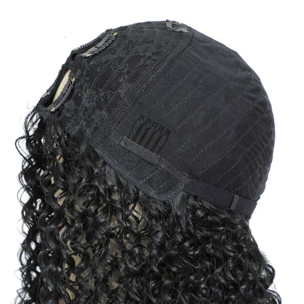 V Part Kinky Synthetic Hair Long Curly Afro Wigs For Black Women Deep Wave Water wave Full hine Made Wig