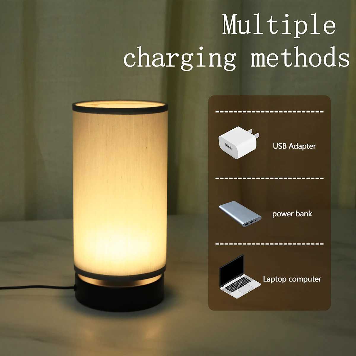 Modern Minimalist Fabric Warm Light Desk Lamp USB Switch Bedroom Bedside Ambient Light Living Room and Study Decoration XJ250703