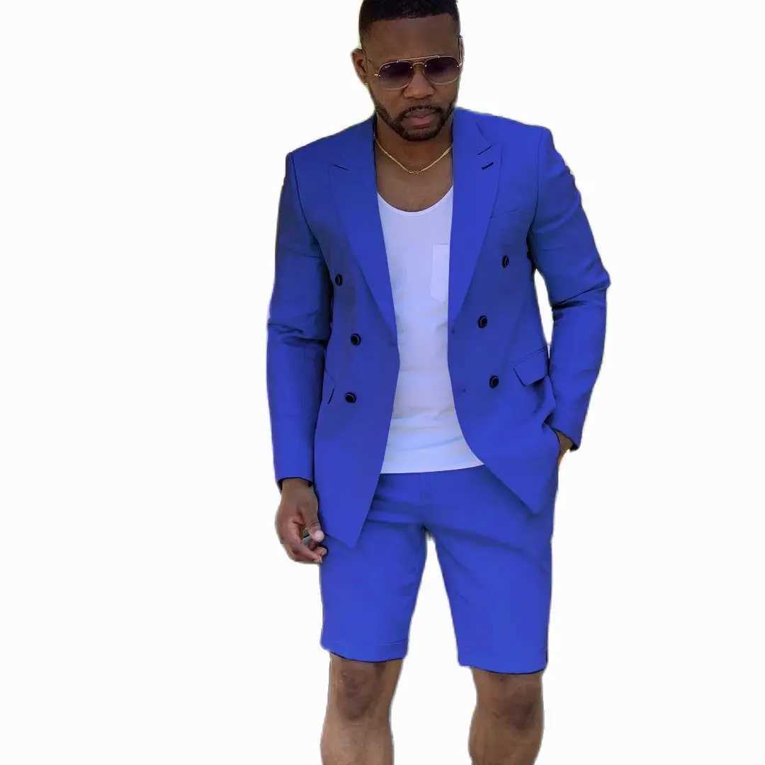 New Design Mint Green Mens Suits Double Breasted Short Pants Summer Beach Groom Suit Casual Business Wedding Best Man Blazer X250704