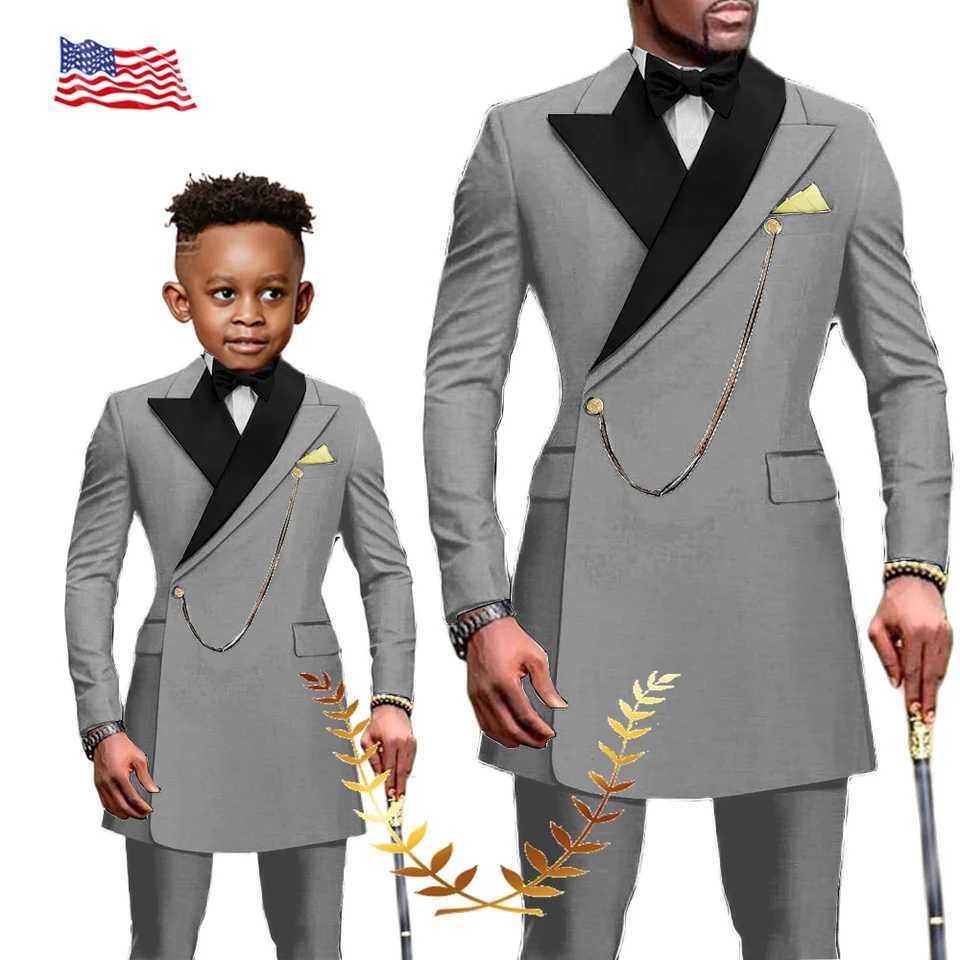 African Style Mens Suit 2 Piece Patch Collar Blazer Wedding Tuxedo Formal Father Child Party Clothes Customized Color X250704