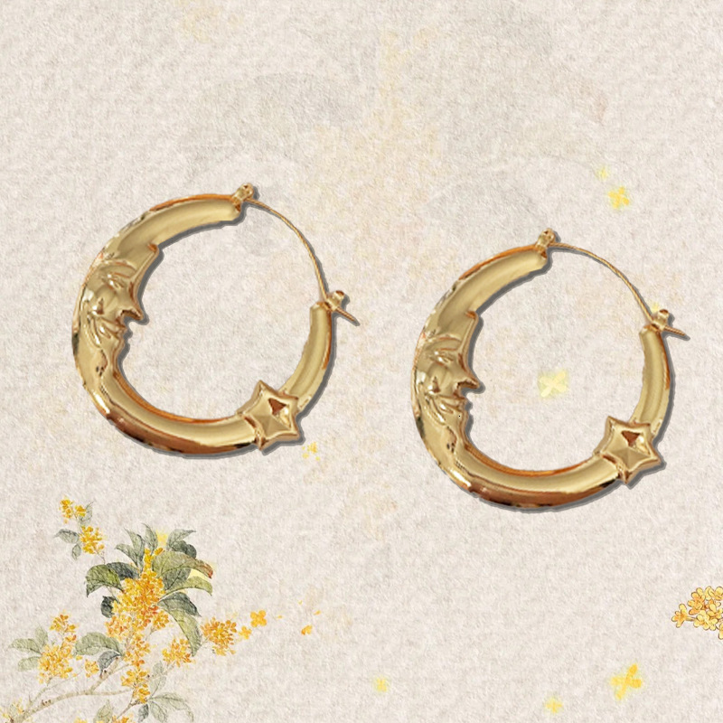 1 Pair Moon Curved Earrings Elegant Bohemian Style Design For Banquet Party