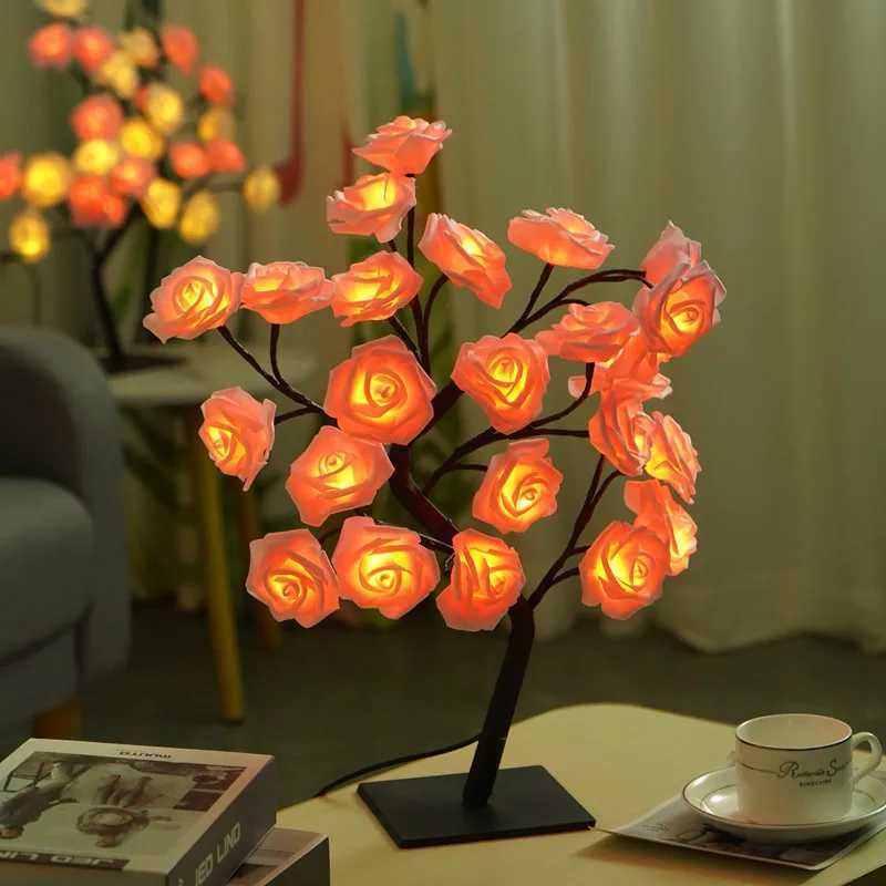 LED Rose Tree Lamp USB Powered Flower Night Light Atmosphere Lighting for Holiday Parties Weddings Gift Lover Home DecorXJ250703