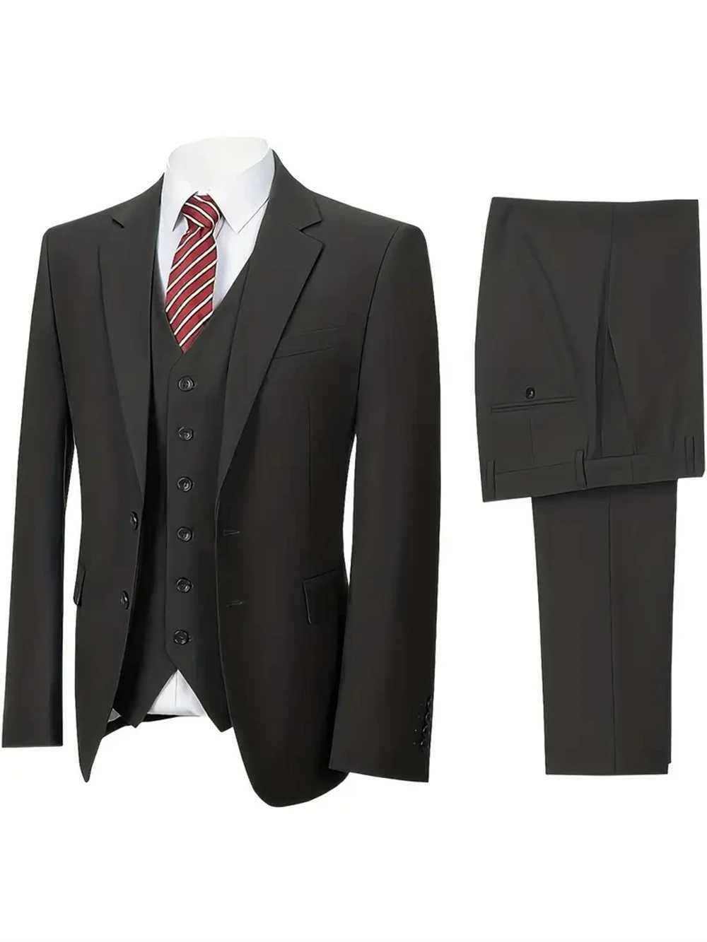 3pcs Mens Suits Business Suit Notch Lapel Blazer Formal Wedding Groom Pants Tux Vest Tuxedos (Blazer+vest+Pants) X250704