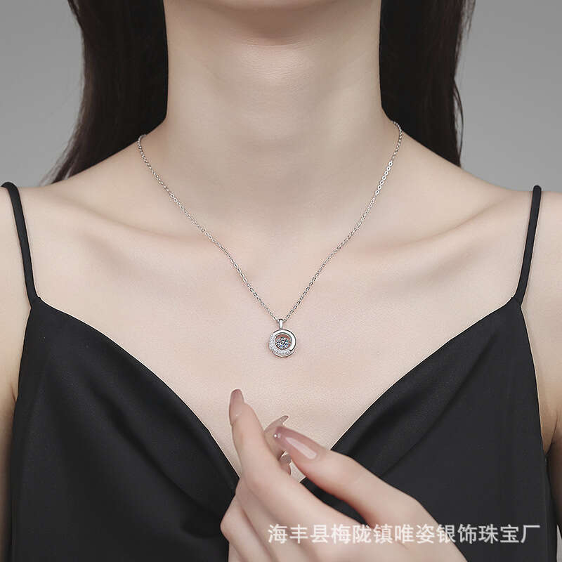 Hot S925ale S925 S925terling S925ier Donut Beating Heart S925mart Pendant MoiS925S925anite Necklace for Women 91f