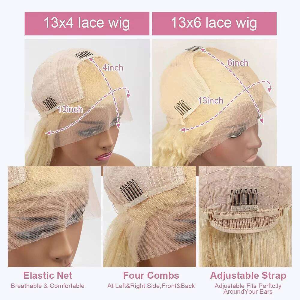 40 Inch 613 Honey Blonde 13x6 HD Transparen Deep Wave Lace Frontal Wig Colored 13x4 Curly Human Hair Wigs For Women