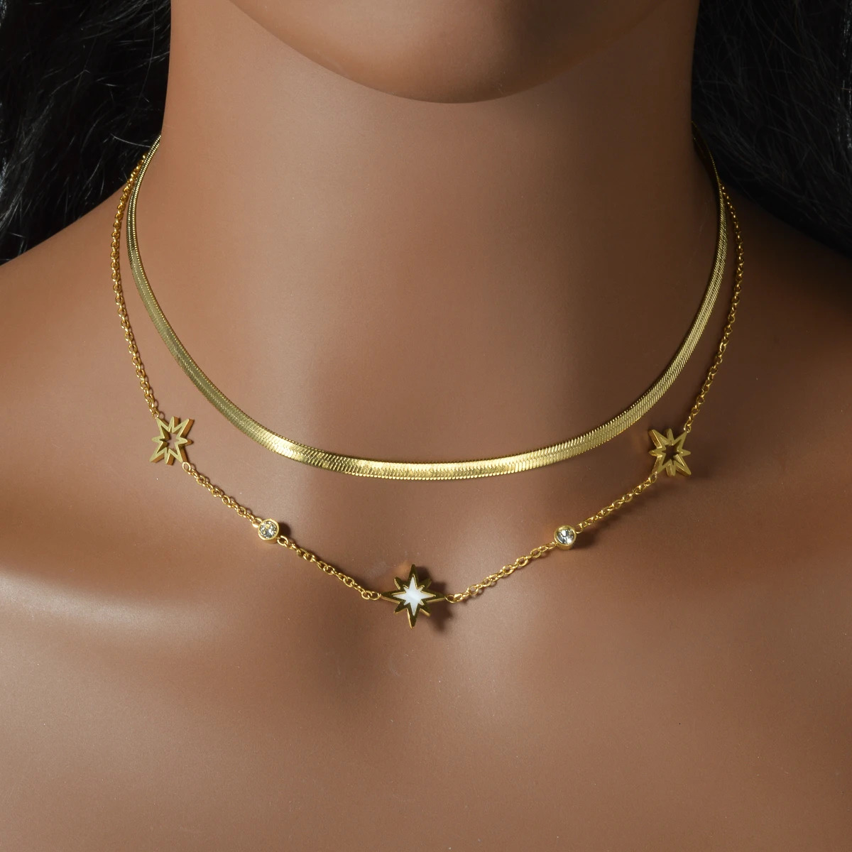 Fashion Gold Plated Layered Necklace Trendy Thin Chain Pendant Dainty Stackable Jewelry Gift for Women Birthday Valentine 250701