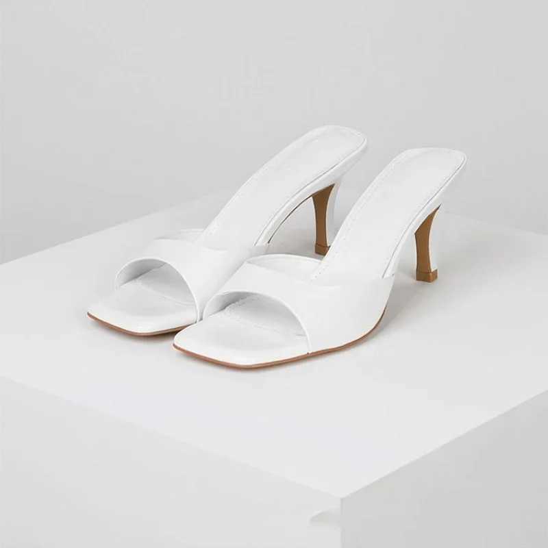 2024 Summer Women Shoes Fashion Square Toe Womens Slippers Sexy Thin High Heel Outdoor Slides Simple Versatile Prom High Heels W250704