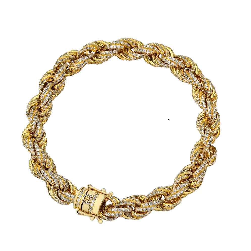 Hiphop Iced Out Diamond Cut Gold Plated Luxury Custom Twisted Rope Chain Bracelet