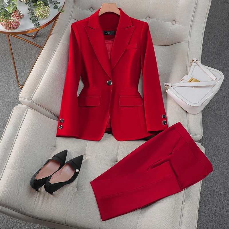 ZJYT Plus Size Womens Blazer And Pants Set Elegant Office Lady Workwear One-Button Jacket And Trousers Suit Two Piece Outfit X250704