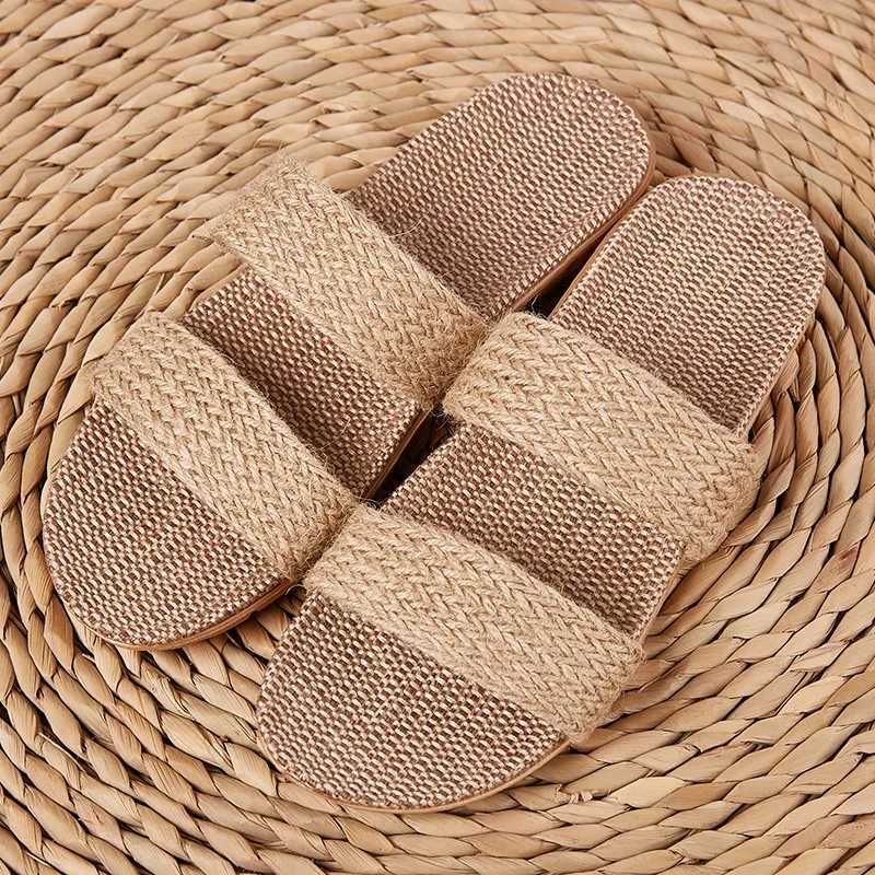 Women Indoor Slippers Home Flax Slides Summer Flat Shoes Women House Floor Slippers Breathable Lovers Bedroom Shoes SH 061202 W250704