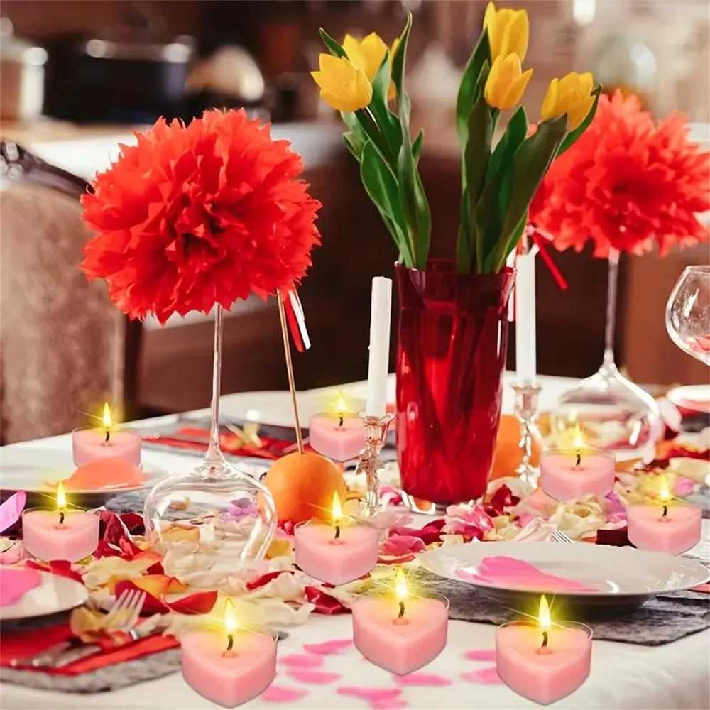 9pcs Heart-Shaped Scented Tea Candles Set Wedding Supplies Romantic Decor Creative Love Candle Marriage Proposals Birthday Gift W250704
