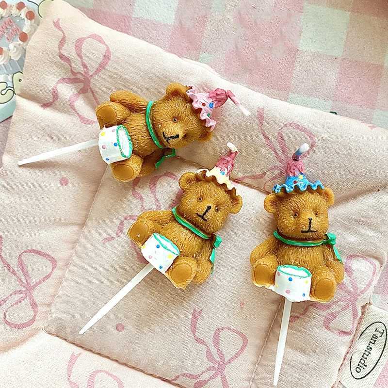 Bear Birthday Hat Candles Bear Cake Cupcake Topper Candle Baby Shower Cake Decoration Wedding Party Supplies W250704
